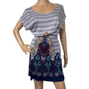 One Clothing Y2K Smocked Waist Paisley Print Mini Top Dress Size M